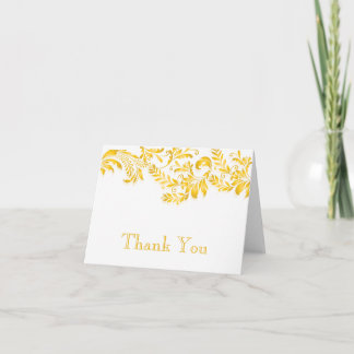 Cartão De Agradecimento Modern Yellow Leaf Flourish Thank You Note