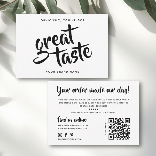 Cartão De Agradecimento Modern you've got great taste qr code thank you (Criador carregado)