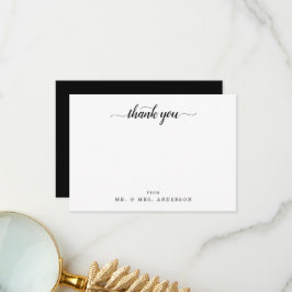 Cartão De Agradecimento Moderna Caligrafia em Script Black White Obrigado