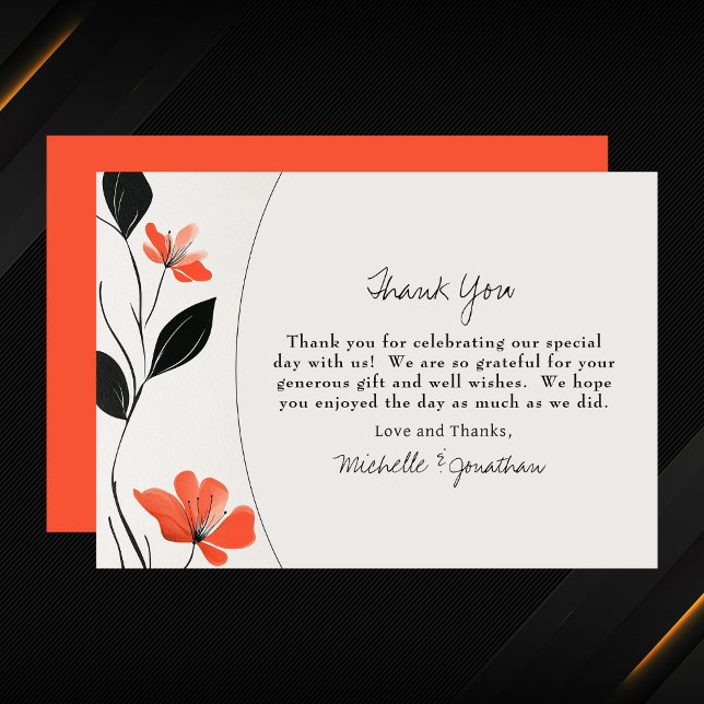 Cartão De Agradecimento Moderna Elegância Floral com Casamento Bold Blooms (Modern Floral Elegance with Bold Blooms Wedding Thank You Card)