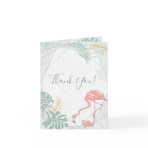 Moderna Folha Tropical Rosa Flamingo Obrigado