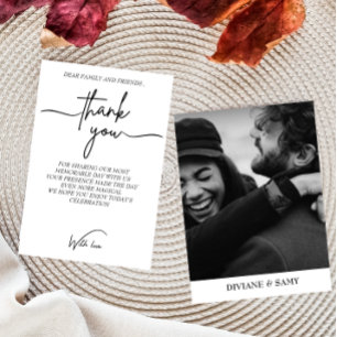 Cartão De Agradecimento Moderna Tipografia Preto e Branco Foto obrigado 