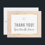Cartão De Agradecimento MODERNO BAT MITZVAH obrigado sua estrela dourada r<br><div class="desc">pelo kat massard >> kat@simplysweetPAPERIE.com << Uma maneira simples e na moda de dizer obrigado para o seu convidado para participar da Configuração BAT MITZVAH do seu filho como modelo é simples você adicionar seus próprios detalhes ou clicar no botão personalizar e você pode adicionar ou alterar texto, fontes, tamanhos...</div>