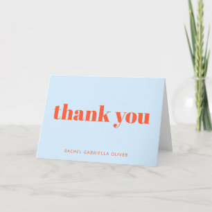 Cartão De Agradecimento Moderno Bat Mitzvah Personalizado Azul Laranja em 