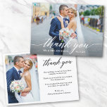 Cartão De Agradecimento Moderno Caligrafia 2 Fotografia Casamento Noivo<br><div class="desc">Noiva de Casamento da Caligrafia Moderna e Cartões de agradecimentos de Foto do Groom 2 - Script Branco</div>