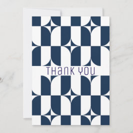 Cartão De Agradecimento Moderno do século médio azul e branco