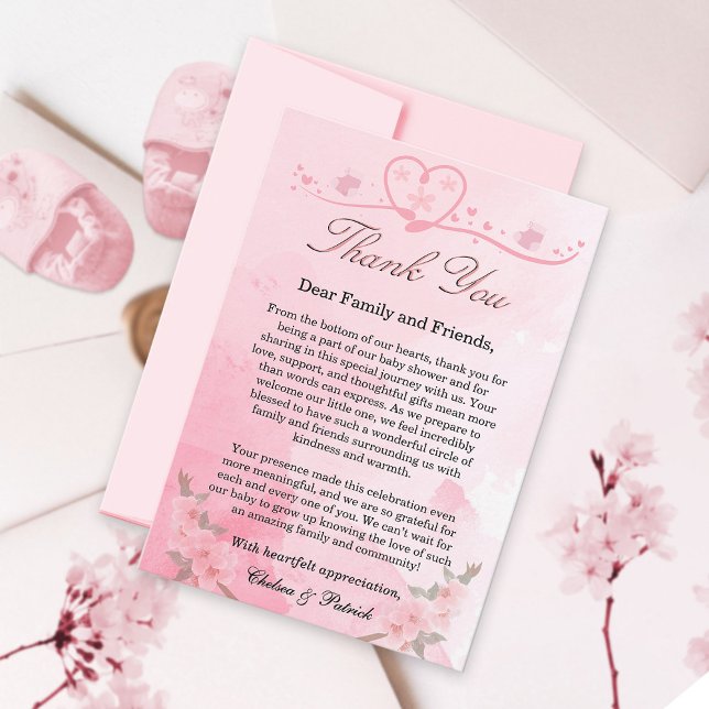 Cartão De Agradecimento Moderno Elegante, Rosa Escorregando em Brilho (Criador carregado)