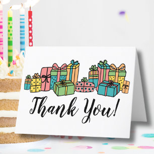 Cartão De Agradecimento Moderno Feliz Aniversário Colorido Fofo