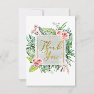 Cartão De Agradecimento Moderno Floral Botânico Elegante Chic Obrigado