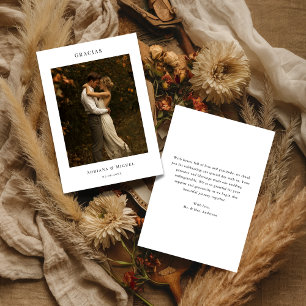 Cartão De Agradecimento Moderno Foto de Casamento Espanhol Elegante Gracia