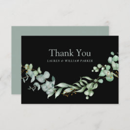 Cartão De Agradecimento Moderno Greenery Black Sage Simples Obrigado
