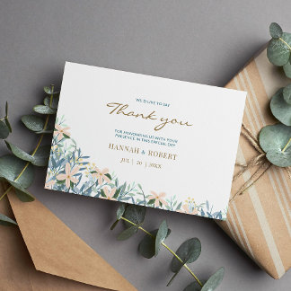 Cartão De Agradecimento Moderno jardim de flores silvestres casamento obri