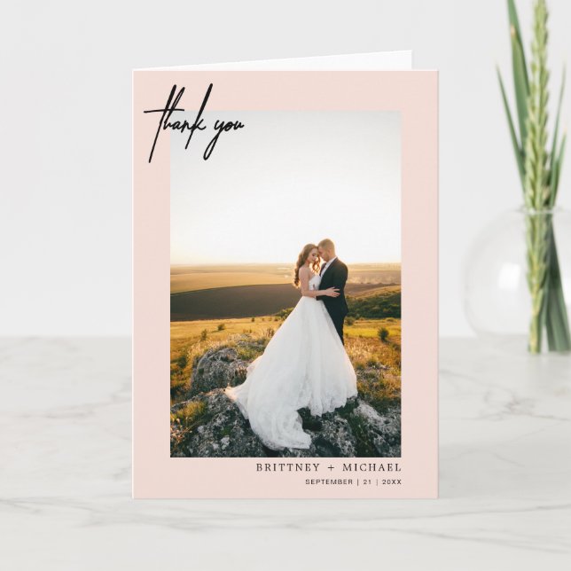 Cartão De Agradecimento Moderno, Letretado, Cor-de-rosa, Obrigado (Frente)