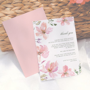 Cartão De Agradecimento Moderno Midverão Watercolor Floral Obrigado