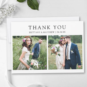 Cartão De Agradecimento Moderno Minimalista 2 Fotos Casamento