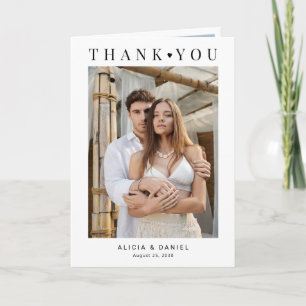 Cartão De Agradecimento Moderno minimalista 5 fotos de casamento