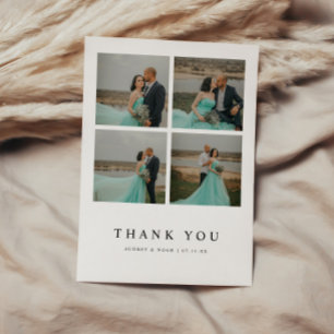 Cartão De Agradecimento Moderno Minimalista Casamento 4-Fotos Personalizad