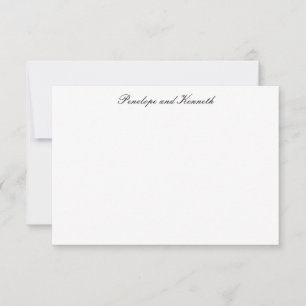 Cartão De Agradecimento Moderno Minimalista Preto Branco Script Formal