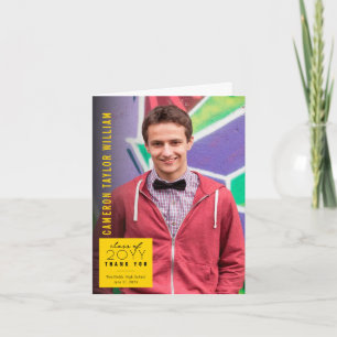 Cartão De Agradecimento Moderno Minimalista Simples Quadrado Foto Graduaçã