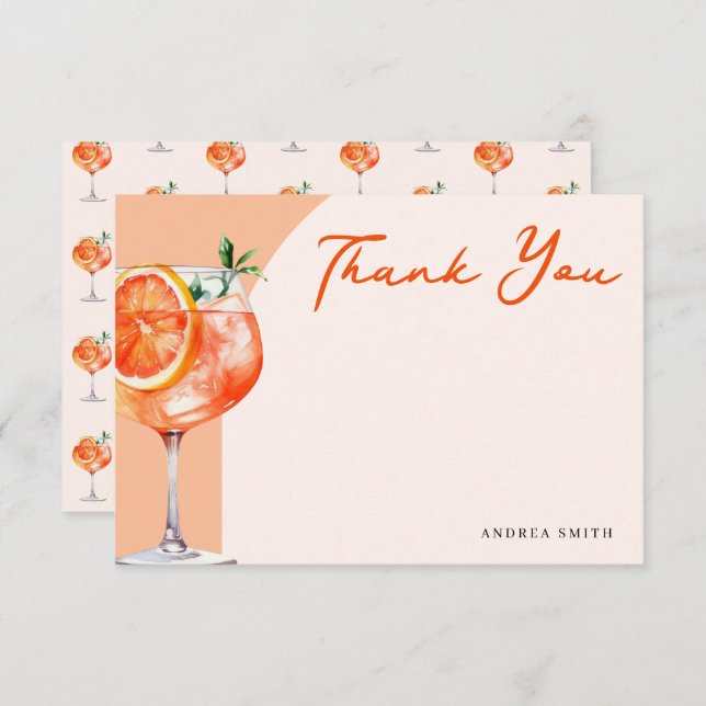 Cartão De Agradecimento Moderno Obrigado Aperol Spritz Obrigado (Frente/Verso)