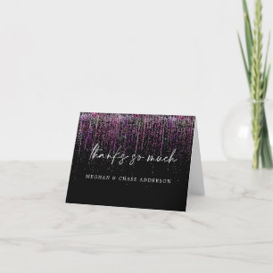 Cartão De Agradecimento Moderno Obrigado Edgy Magenta Glitter