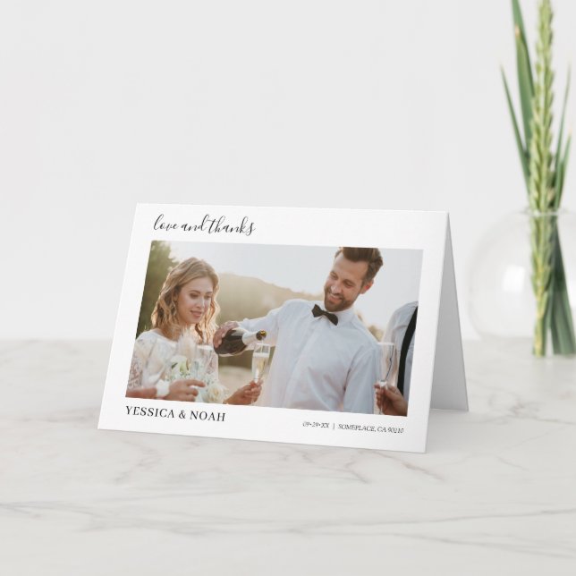 Cartão De Agradecimento moderno simples casamento Escrito à mão Script 6-F (Frente)