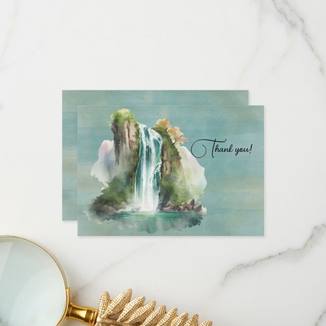 Cartão De Agradecimento Mola de Aquarela (Frente/Verso In Situ)