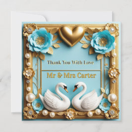 Cartão De Agradecimento Moldura de Casamento de Cisne Para Decoração de Ca