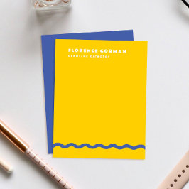 Cartão De Agradecimento Moldura de onda violeta solar amarela e azul pesso