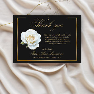 Cartão De Agradecimento Moldura de ouro rosa branco para funeral elegante