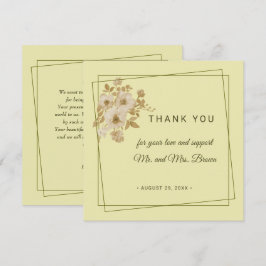 Cartão De Agradecimento Moldura de Rosa – Casamento Amarelo Celestial