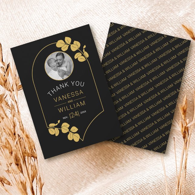 Cartão De Agradecimento Moldura e folhas inspiradas na joia (Criador carregado)