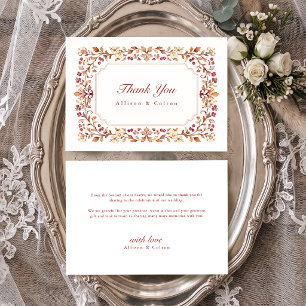 Cartão De Agradecimento Moldura Floral Botânica Vintage Rust para Casament