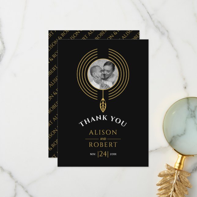 Cartão De Agradecimento Moldura inspirada pela joia com foto (Frente/Verso In Situ)