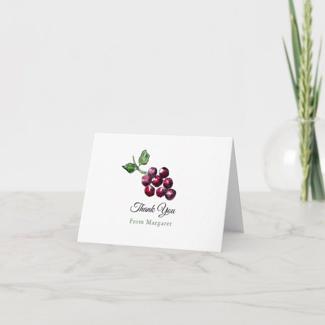 Cartão De Agradecimento Molho De Vinhos Vermelhos, Desenhado À Mão (Frente)