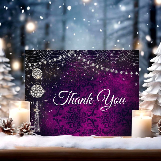 Cartão De Agradecimento Molhos magenta púrpura chic elegante Natal (Criador carregado)