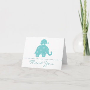Cartão De Agradecimento Mom and Baby Elephant Boy Folded Thank You Card