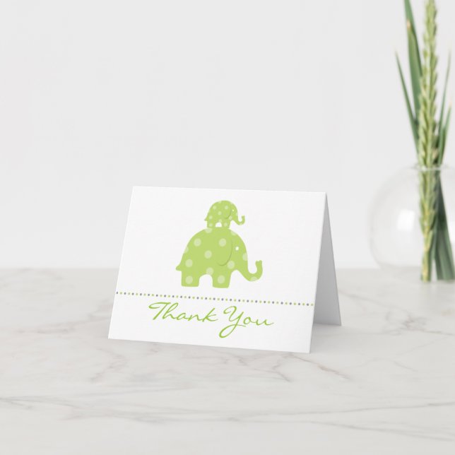 Cartão De Agradecimento Mom and Baby Elephant Folded Thank You Card (Frente)