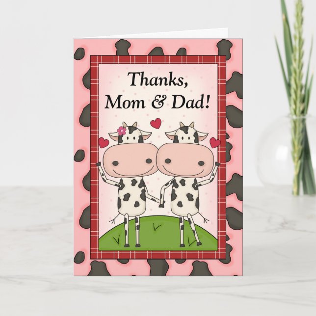 Cartão De Agradecimento Mom & Dad Thank You - Cows (Frente)