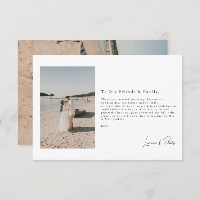 Cartão De Agradecimento Momentos românticos obrigado de casamento de fotos (Frente/Verso)