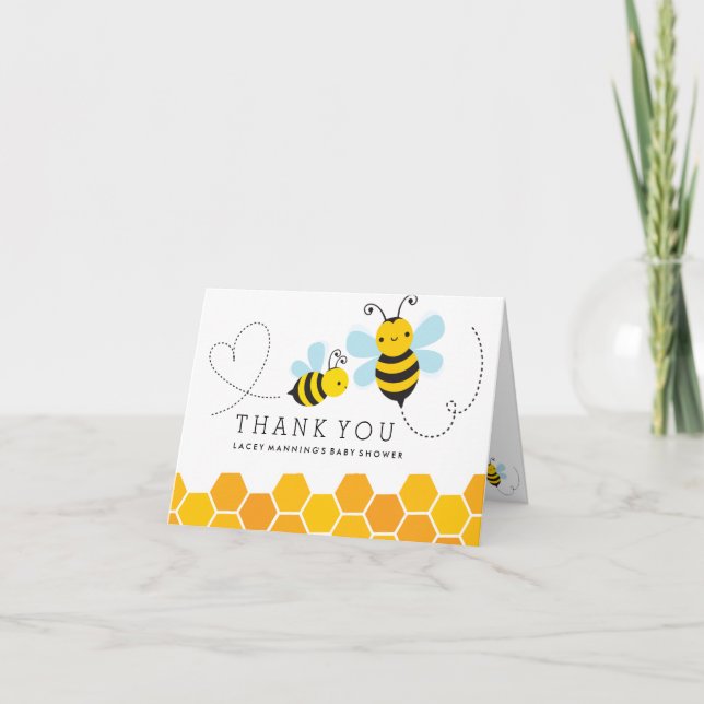 Cartão De Agradecimento Mommy To Bee Baby Shower Thank You Card (Frente)