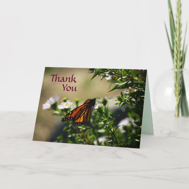 Cartão De Agradecimento Monarch Butterfly Thank You Card (Frente)