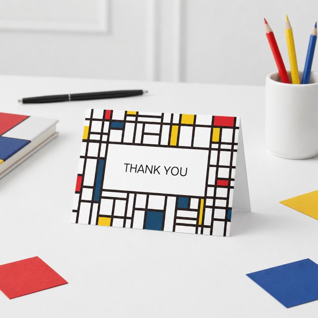 Cartão De Agradecimento Mondrian De Stijl (Criador carregado)