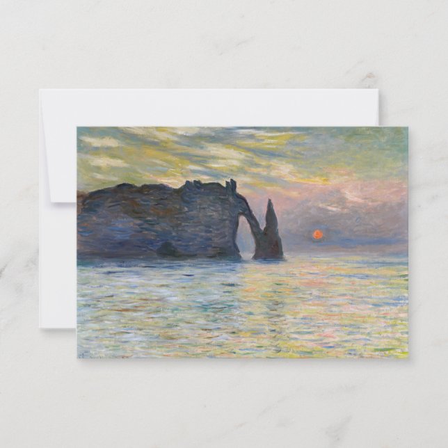 Cartão De Agradecimento Monet - Manneport, Cliff em Etretat, Sunset (Frente)