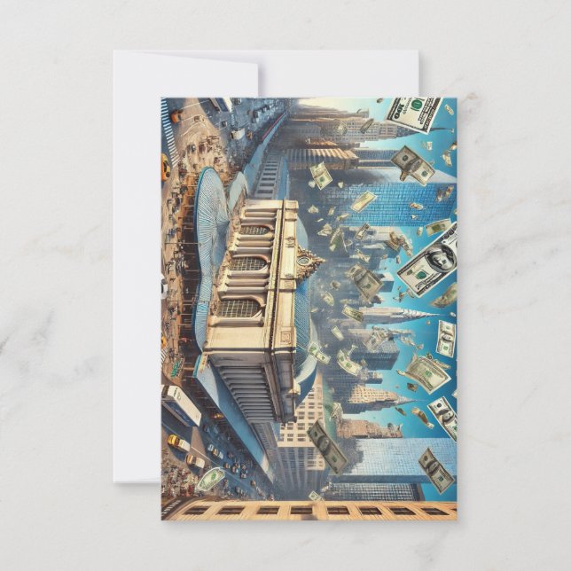 Cartão De Agradecimento Money Rain Over Penn Station - Nova York (Frente)