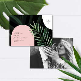 Cartão De Agradecimento Monograma Arches Foto Tropical Casamento