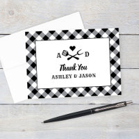 Monograma de Casamento de Xadrez Rustic Black Ging