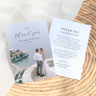 Cartão De Agradecimento Monograma de Casamento Foto de Letra Elegante e