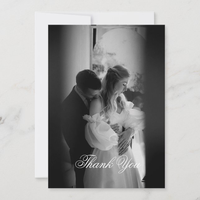 Cartão De Agradecimento Monograma de Script Minimalista Moderno (Frente)