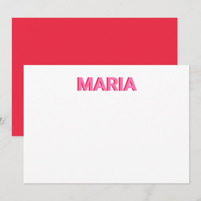 Cartão De Agradecimento Monograma de Sombra Personalizado Cor-de-Rosa Inic (Frente/Verso)